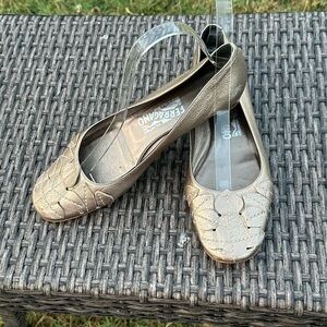Salvatore Ferragamo Gold Perforated Loafers